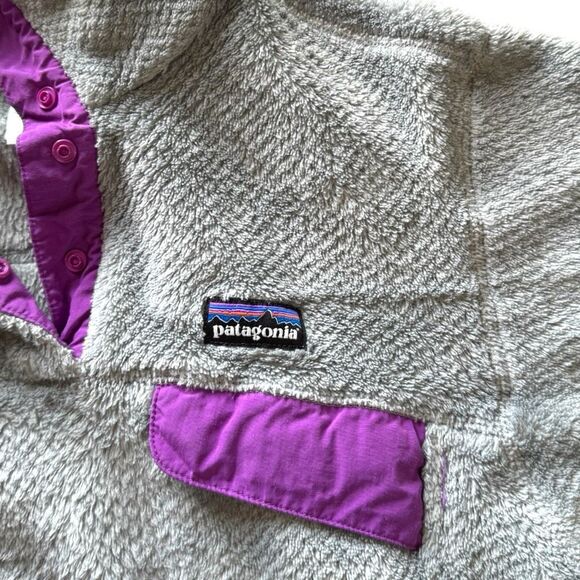 Patagonia Women's Fleece Re-Tool Snap-T Pullover Jacket Gray Purple Trim Small - Picture 10 of 14